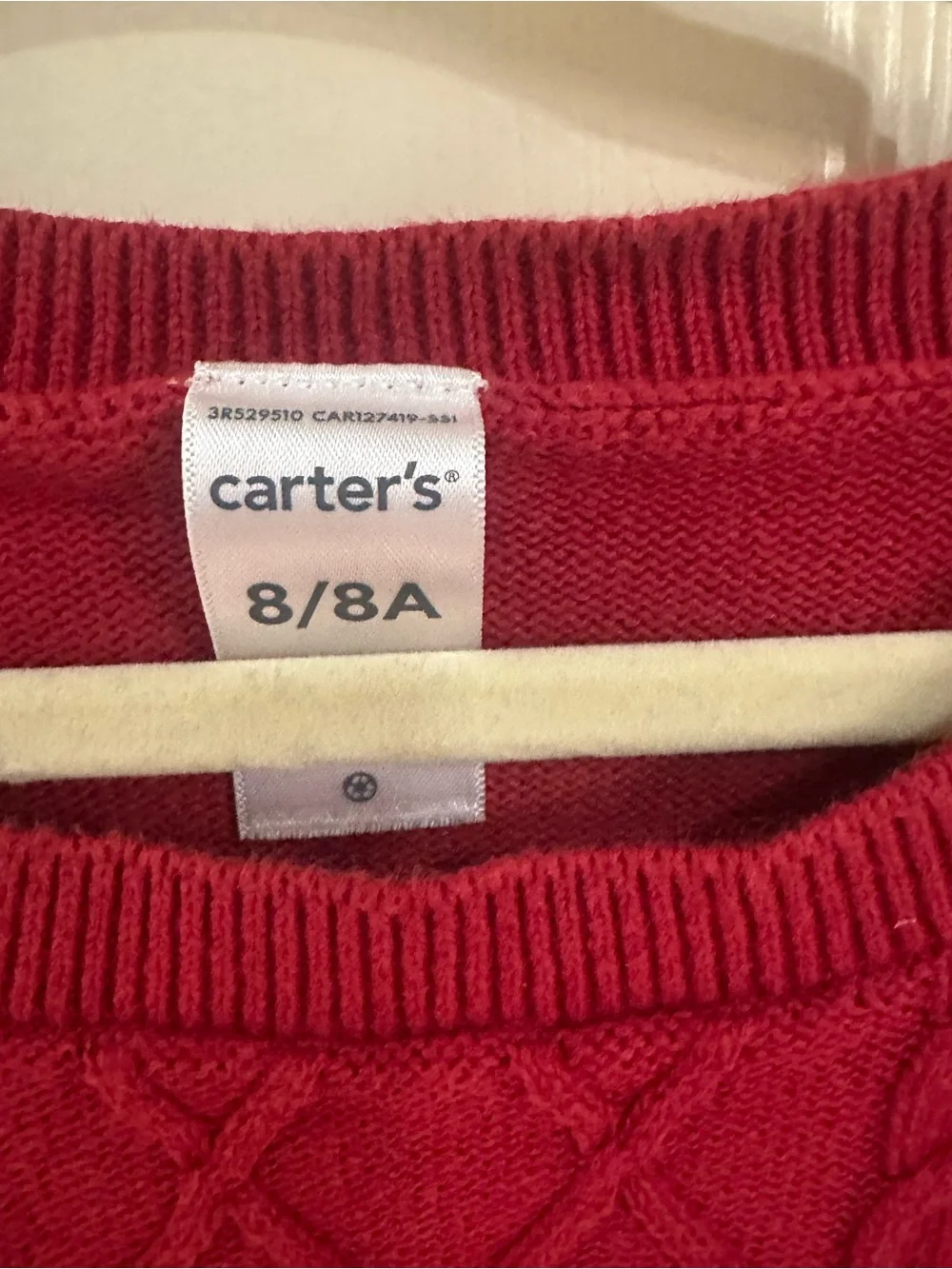 Carter's Deep Red Cable-Knit Ruffle-Shoulder Dress - Picture 4 of 5